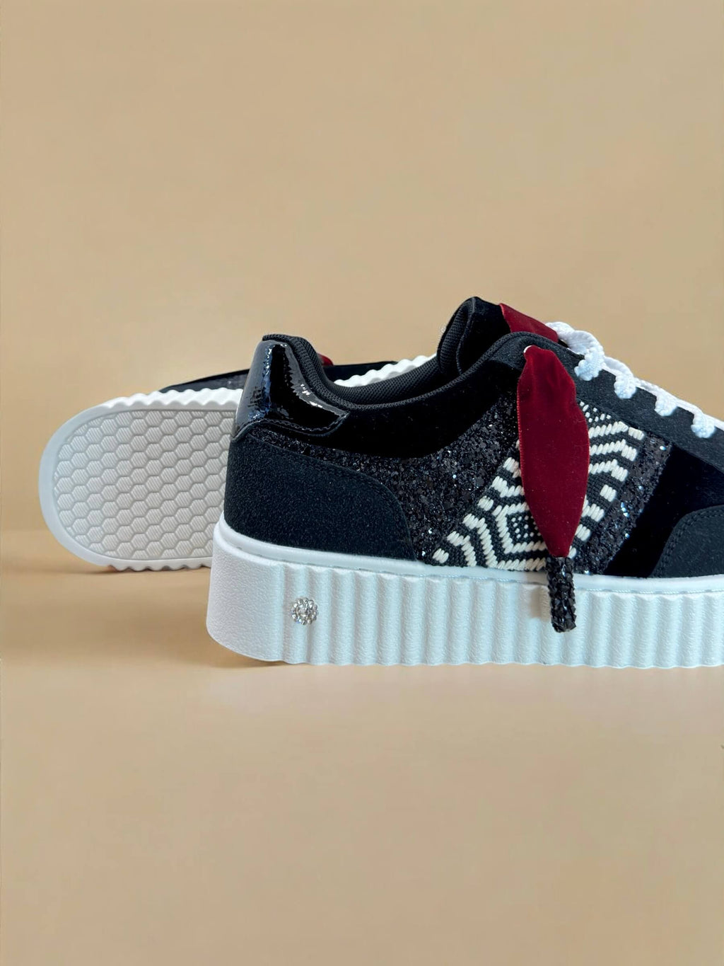 Jane Zwarte Fluwelen Sneakers