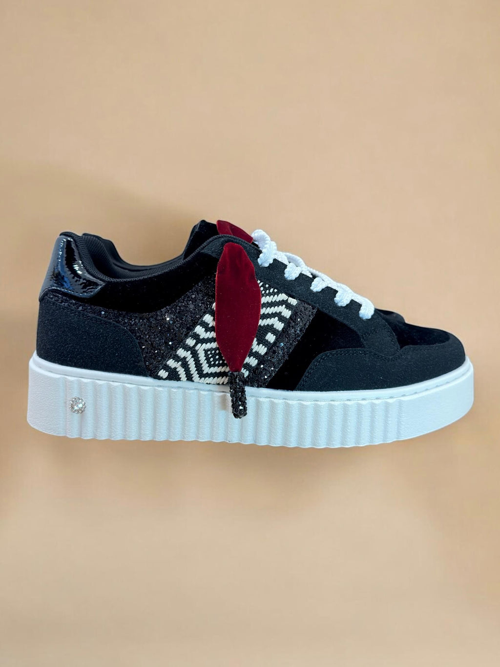 Jane Zwarte Fluwelen Sneakers